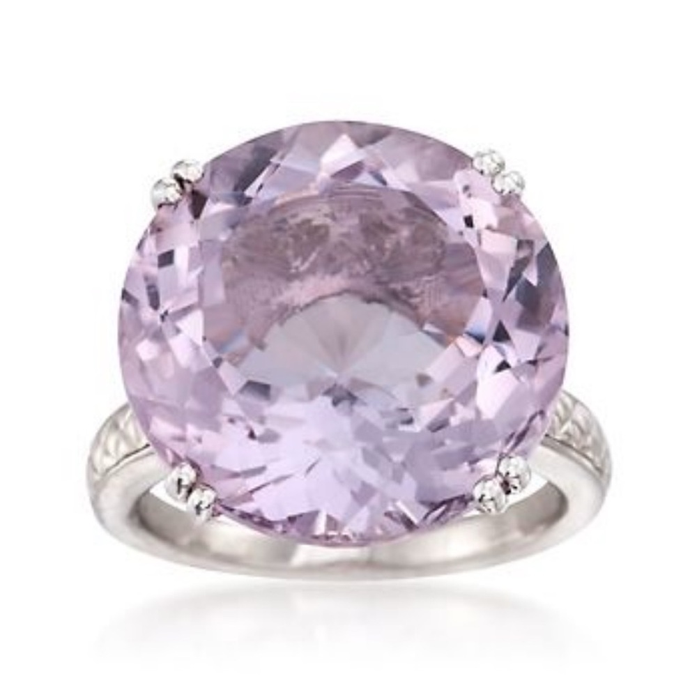 Elegant Amethyst Gemstone Solitaire Cocktail Statement Ring, sterling silver